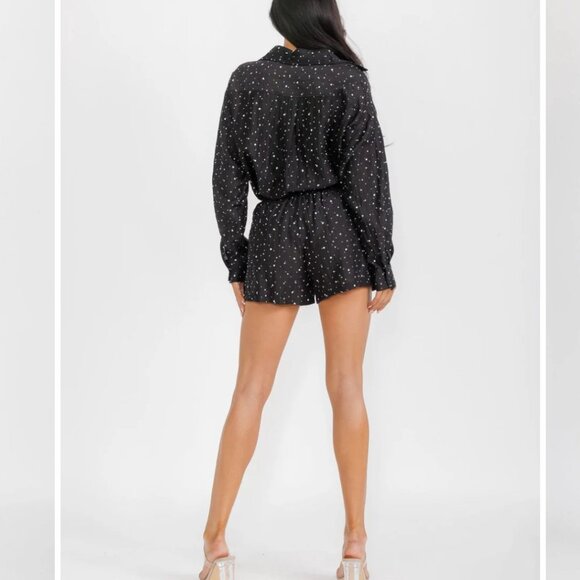 Micro Polka Dot Top and Short Set in Black - Picture 4 of 5